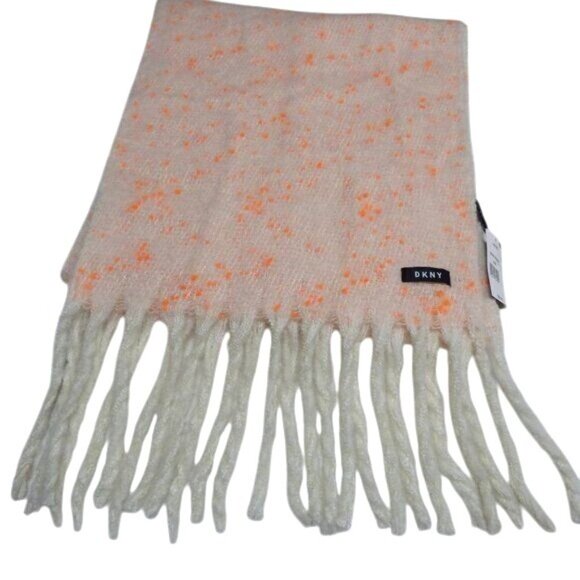 DKNY Pop-Neon Speckled Scarf, 16x76 Neon Orange - Picture 4 of 6